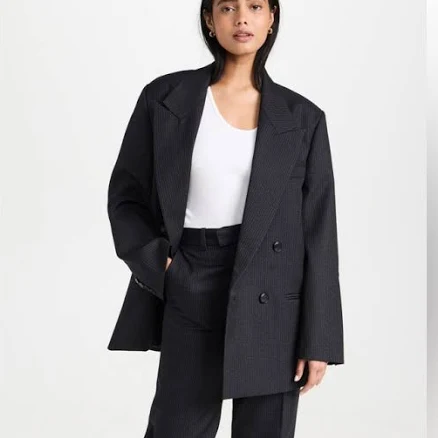 Rhe Women's Double Breasted Pinstripe Blazer