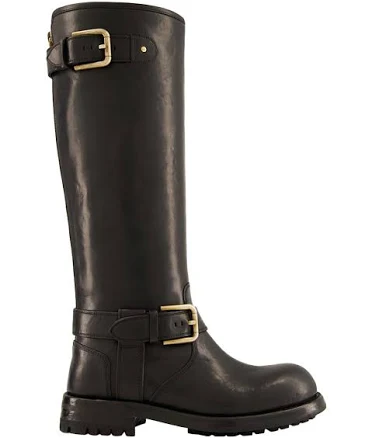 Dolce & Gabbana Calfskin Biker Women Boots - Black