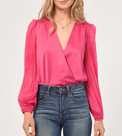 Andaz Pleated Oraganza Sleeve Surplice Top