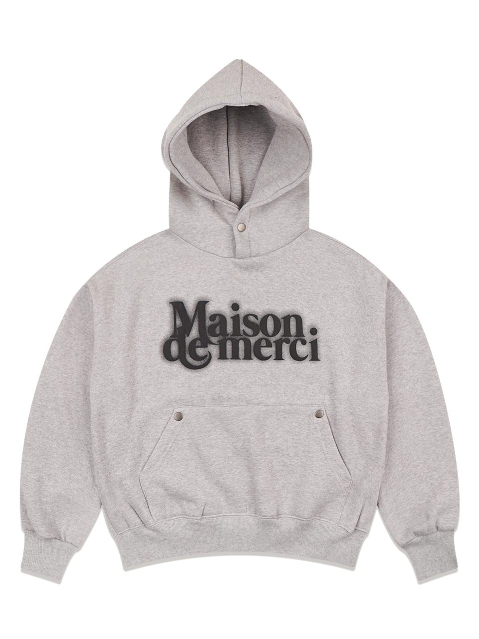 Blur Logo Snap Point Crop Hoodie [Melange Grey] (FCE1TS303W)