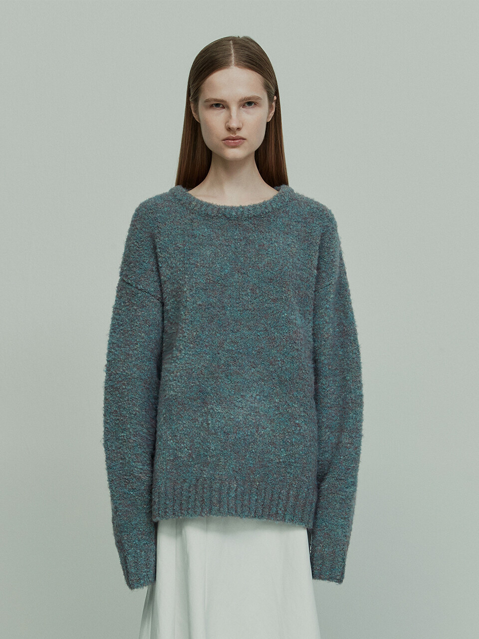 Wool Blend Vegan Knit Top_Melange Sapphire