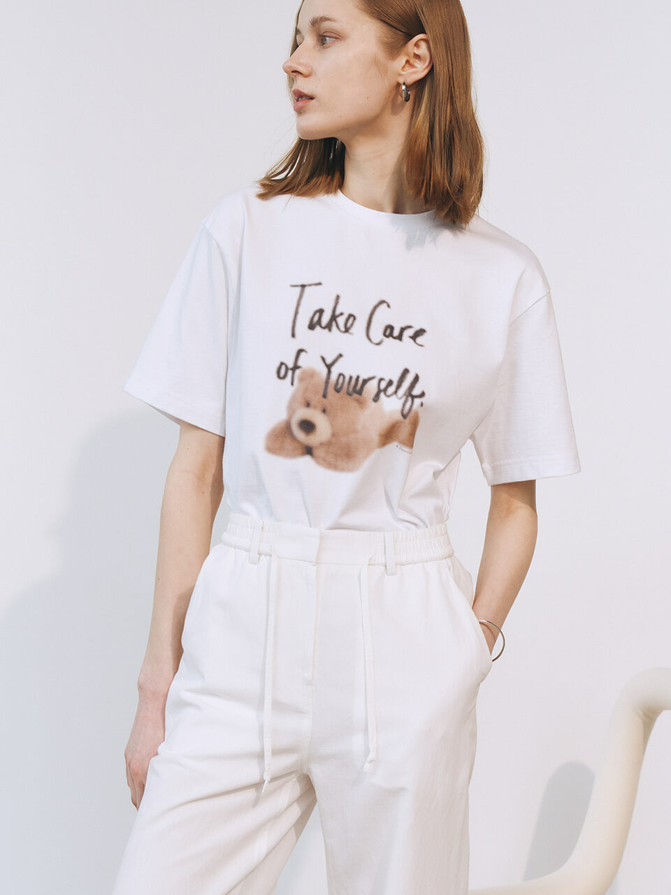 Unisex Take Care Teddy T-shirt_Off White