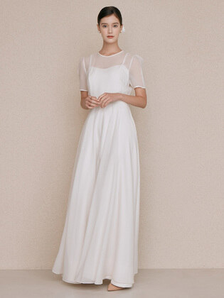 See-through Puff Shoulder Dress