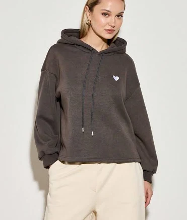 AiiRZ Cozy Oversized Heart Embroidery Hoodie
