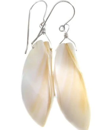 14k Gold or Filled or Sterling Silver Mother of Pearl Curved Shell Earrings