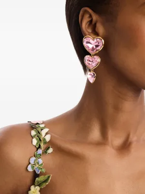 Rhinestone Heart Drop Earrings