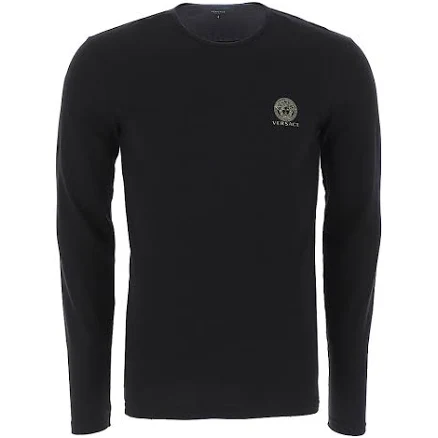 Versace Men's Cotton Stretch Long-Sleeve Crewneck
