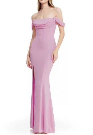 Dress the Population Melania Off-the-Shoulder Gown