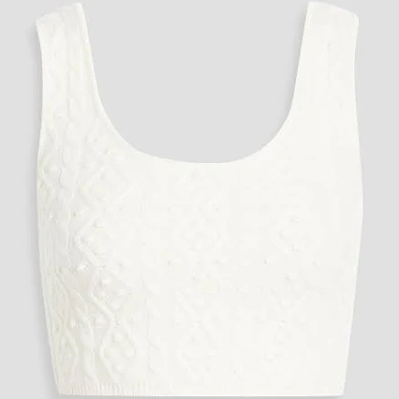 Loulou de Saison Loulou Studio Iris Cropped Cable-knit Tank