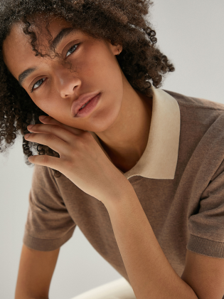 Cotton Solid Half Knit T-shirt