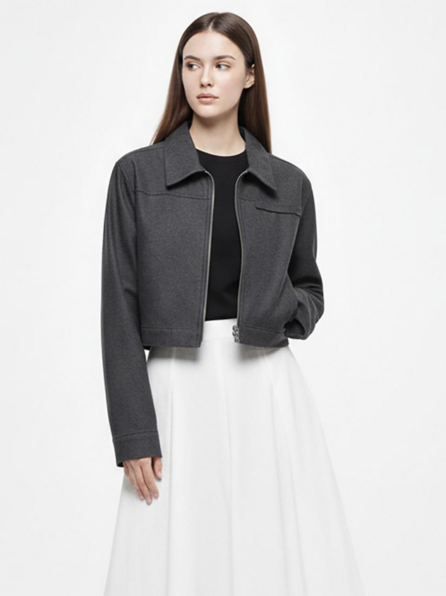 Black Pocket Crop Jacket