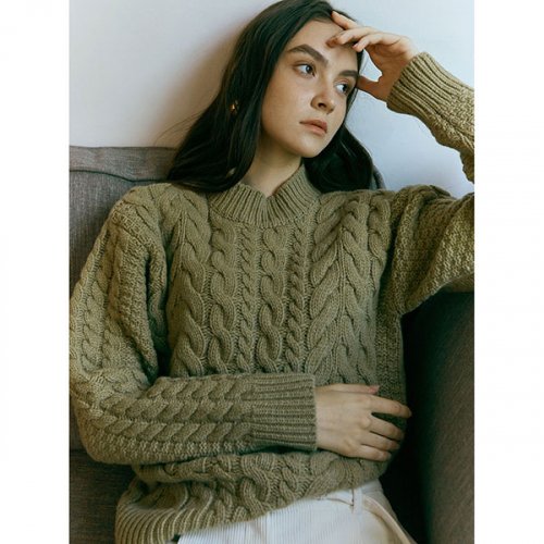 Mock-neck Cable Pullover
