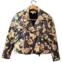 Elizabeth and James Lily Erwan Floral Print Leather Jacket Size Small