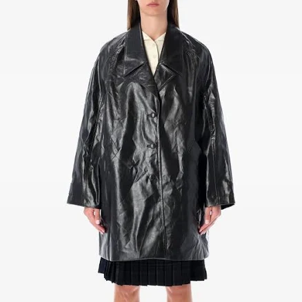Faux-Leather Low Classic Single-breasted Coat