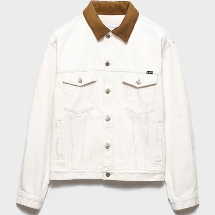 Man Prada Leather-collar Denim Jacket