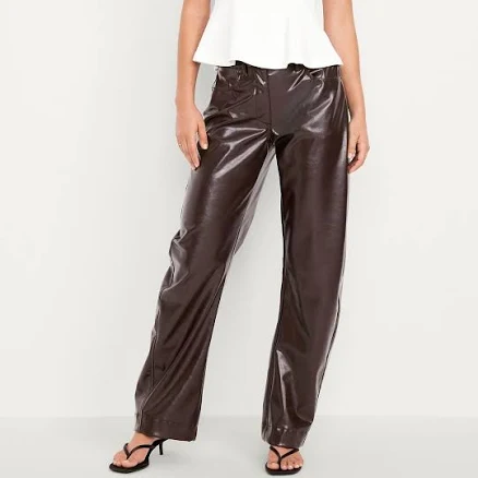 Old Navy Women's High-Waisted Faux-Leather Ankle Barrel Pants