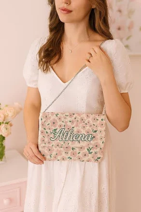 Handmade Floral Beaded Crossbody Clutch