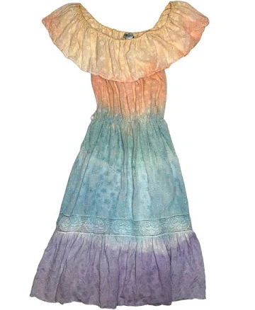 Vintage 2000s Off-the-Shoulder Ruffled Maxi Dress