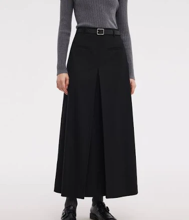 Women's H-Line Pleated Skirt with Belt
