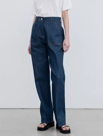 RE RHEE High Waisted Straight Leg Jeans