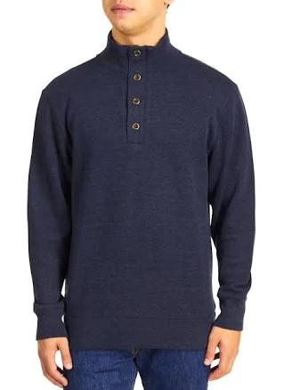Quarter Zip Knit With Microsuede Patches Shirt Navy / XLarge