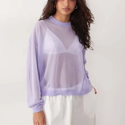ASOS Design sheer Knit Long Sleeve Top