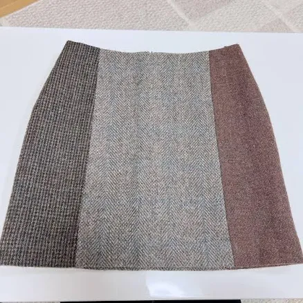 B&y Harris Tweed Mini Skirt S Brown Wool Herringbone