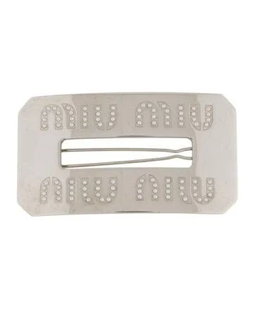 Miu Miu Crystal Embellished Barrette in Metallic/Silver