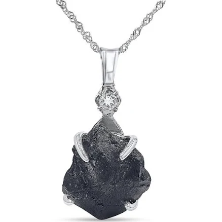 Uniquelan Jewelry Raw Black Spinel Necklace