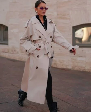 Women's Embroidered Cotton Trench Coat with Epaulets