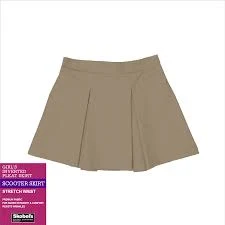 Girls Inverted Pleat Skirt - Khaki - 3T
