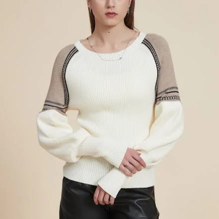 Off-White Ribbed Long-Sleeve Puff T-shirt