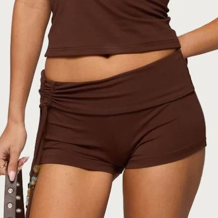 Edikted Women's Thia Ruched Bead Foldover Shorts