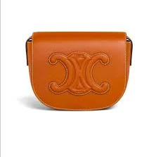 Celine Folco Cuir Triomphe In Smooth Calfskin Tan Bag
