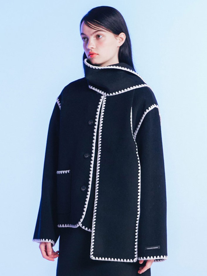 Embroidery Point Cardigan Type Handmade Coat