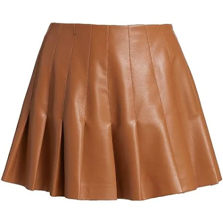 Alice + Olivia Women's Carter Pleated Vegan Leather Mini Skirt