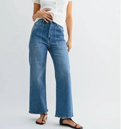 High-Rise Cargo Pocket Jeans