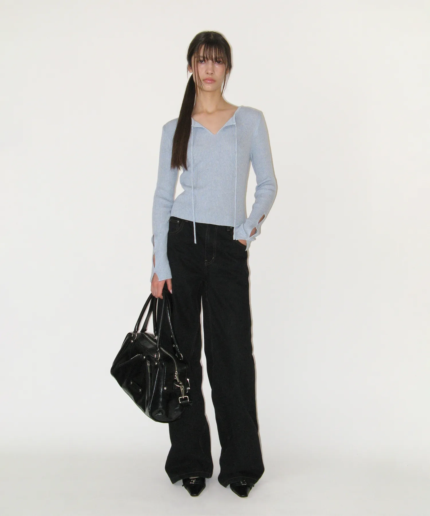 String Cut-out Knit (SKYBLUE)