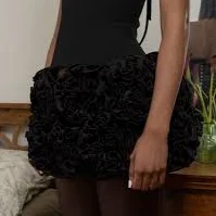 Fanci Club Hand-embroidered Rose Mini Skirt