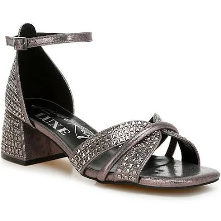 London Rag Babylon Rhinestone Block Heel Sandals