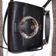 Jimmy Choo Madeline Goat Calf Leather Top Handle Bag with Crystal Buckle