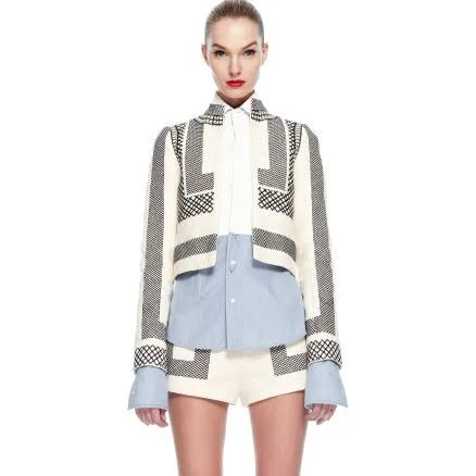 Jill Stuart Lina Linen Embroidered Blazer Jacket Seen On Runway Size 4