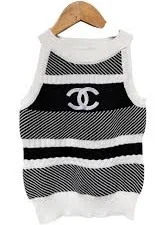 Chanel Knit Top Sleeveless Logo CC