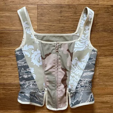 Marine Serre Women's Multi/Khaki Corset Top - XS
