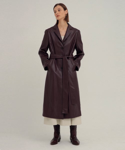 Burgundy Jay Eco Leather Coat