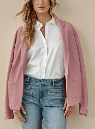 J.Jill Women's Petite Cotton-Blend Notched-Collar Cardigan