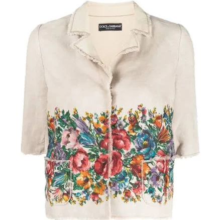 Dolce & Gabbana Women's Floral-Print Neutral Jacket