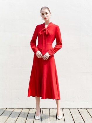 Kate Ribbon Tied Long Sleeve Dress