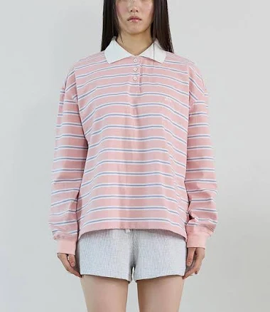 W Concept Oversize Stripe Rugby Tee