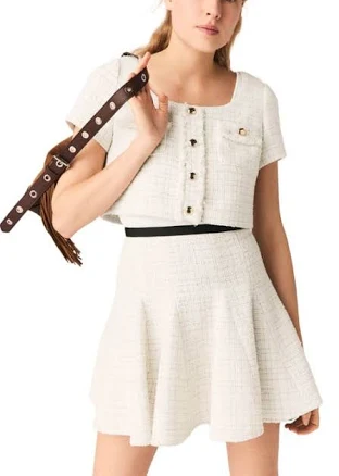Maje Women's 2-in-1 Tweed Mini Dress
